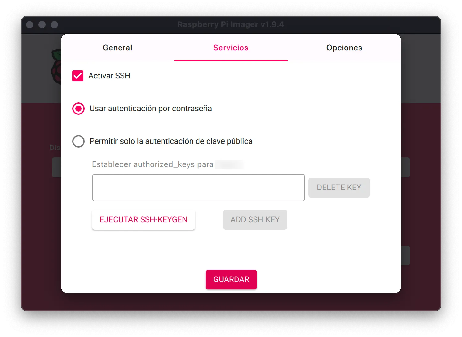 Configuración de conexión Wi-Fi en Raspberry Pi Imager